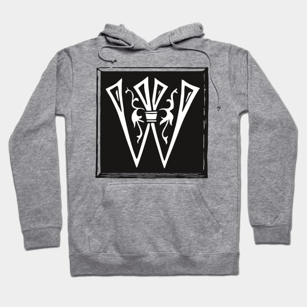 Letter W in black and white Hoodie by Creative Art Store